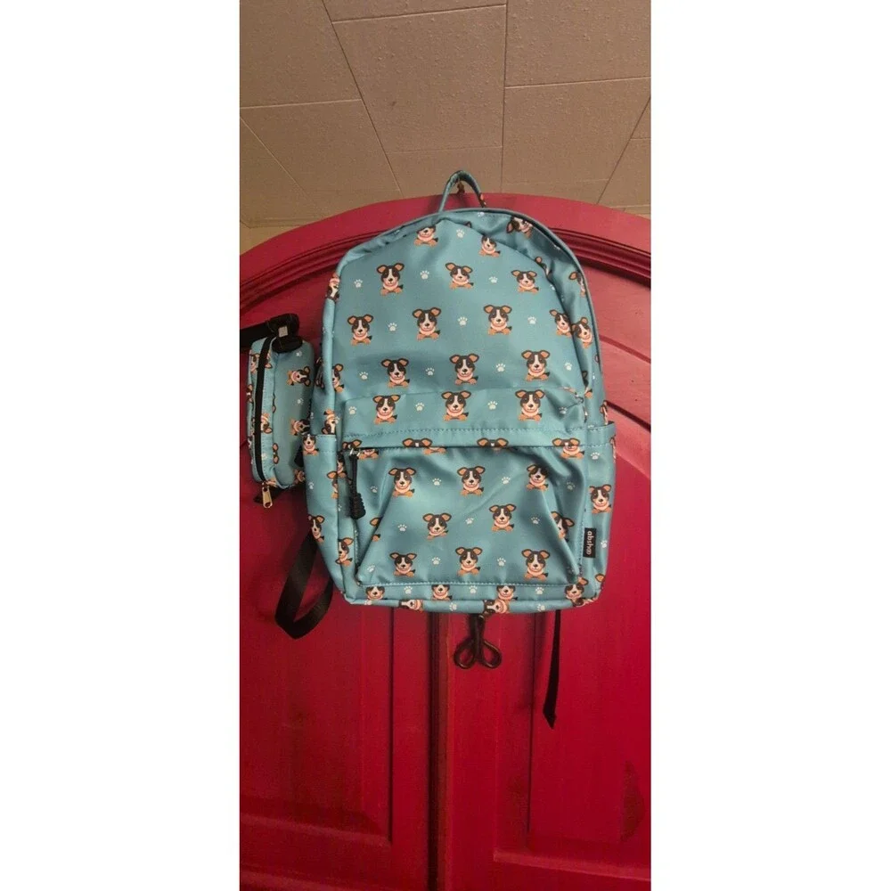 Abshoo 3 Pc Backpack Set Blue Dog Puppy School Bag Lunch Box Pencil Case EUC